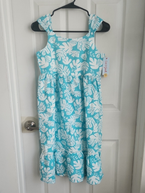 Cat & Jack Other - Cat & Jack Aqua Tropical Leaf Sundress